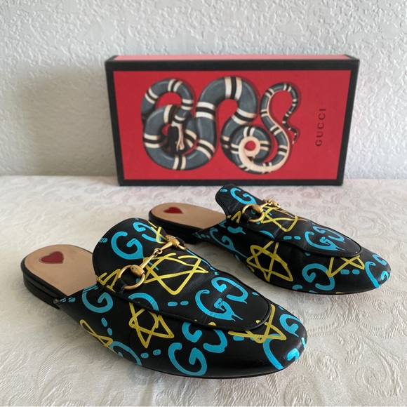 GUCCI Princetown horsebit Stars GG Slipper Mules Loafer - Picture 2 of 13
